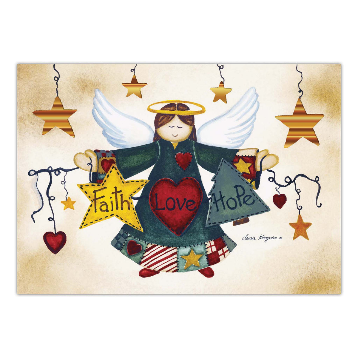 Faith Love Hope Angel - 16 Boxed Christmas cards with coordinating envelopes