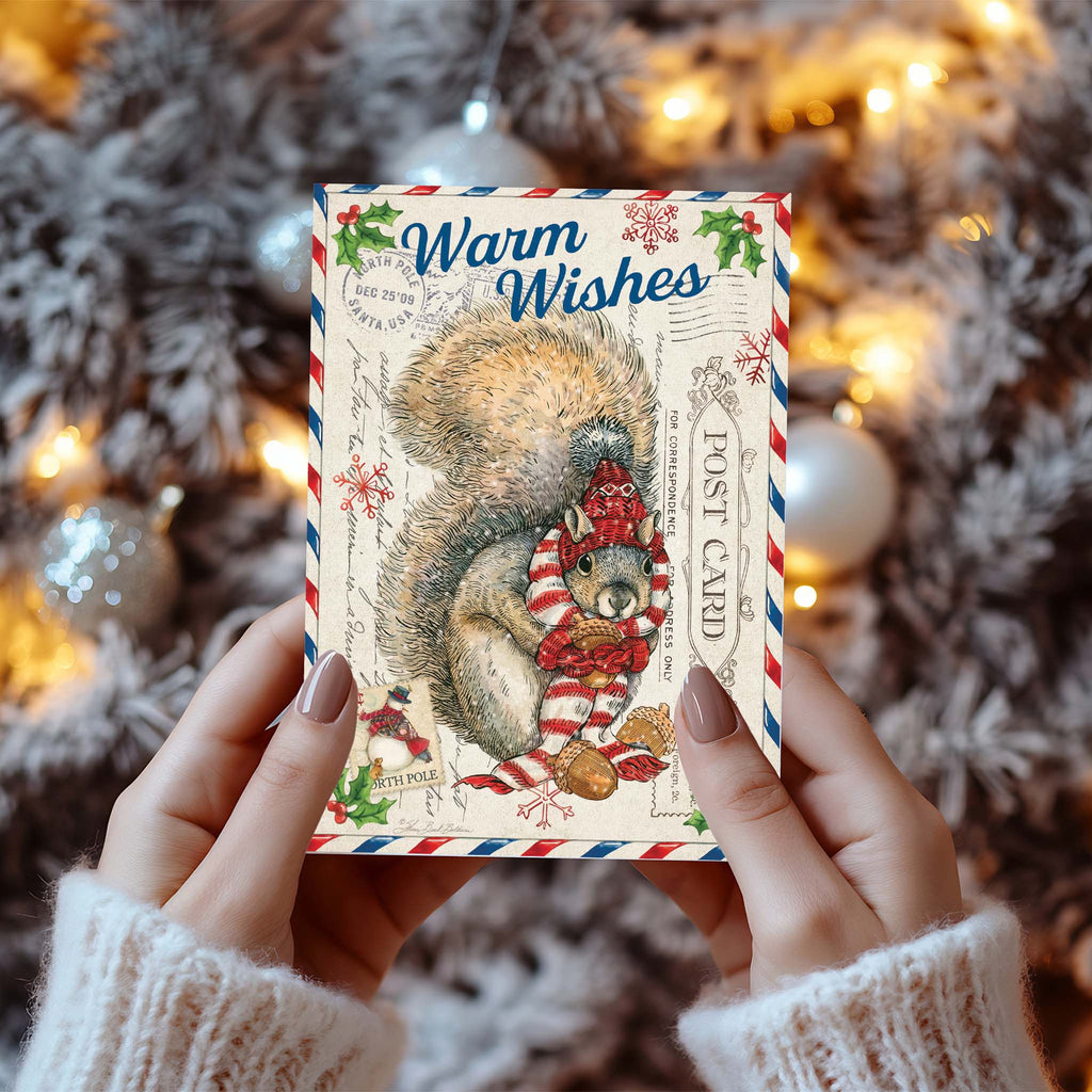 Squirrel Postcard - 16 Boxed Christmas cards with matching envelopes