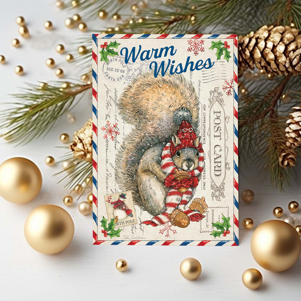 Squirrel Postcard - 16 Boxed Christmas cards with matching envelopes