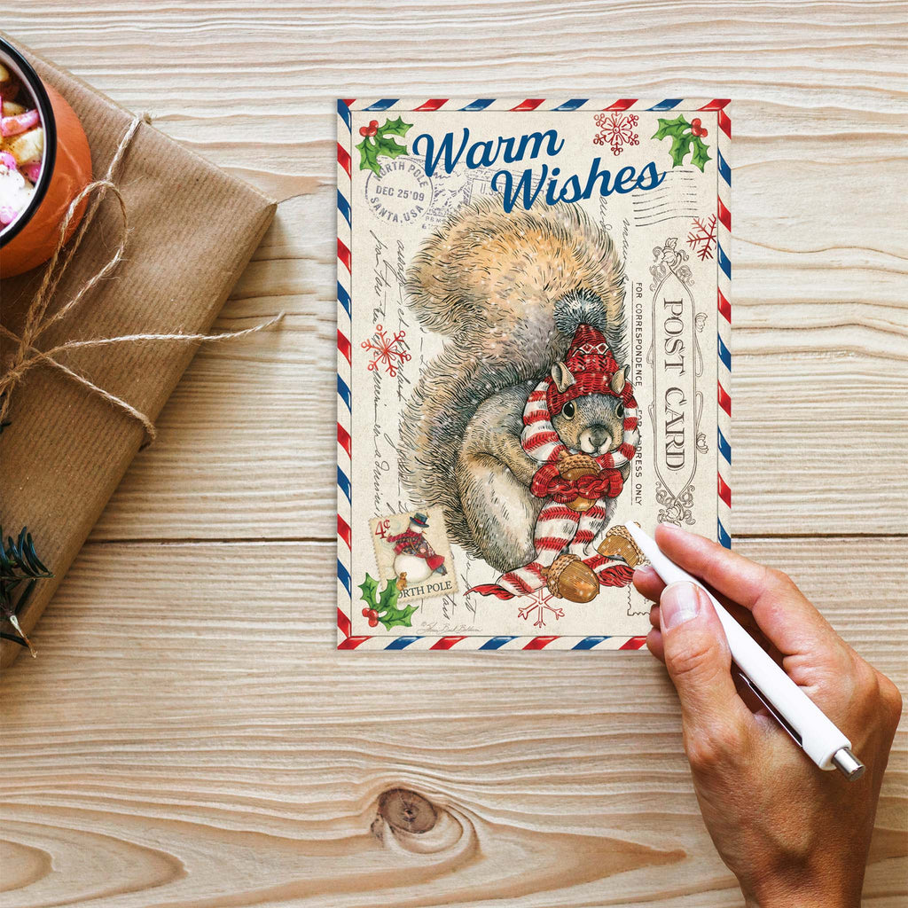Squirrel Postcard - 16 Boxed Christmas cards with matching envelopes