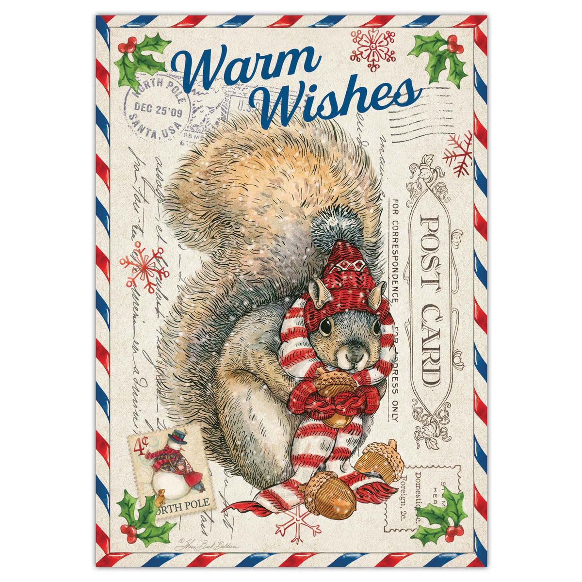 Squirrel Postcard - 16 Boxed Christmas cards with matching envelopes