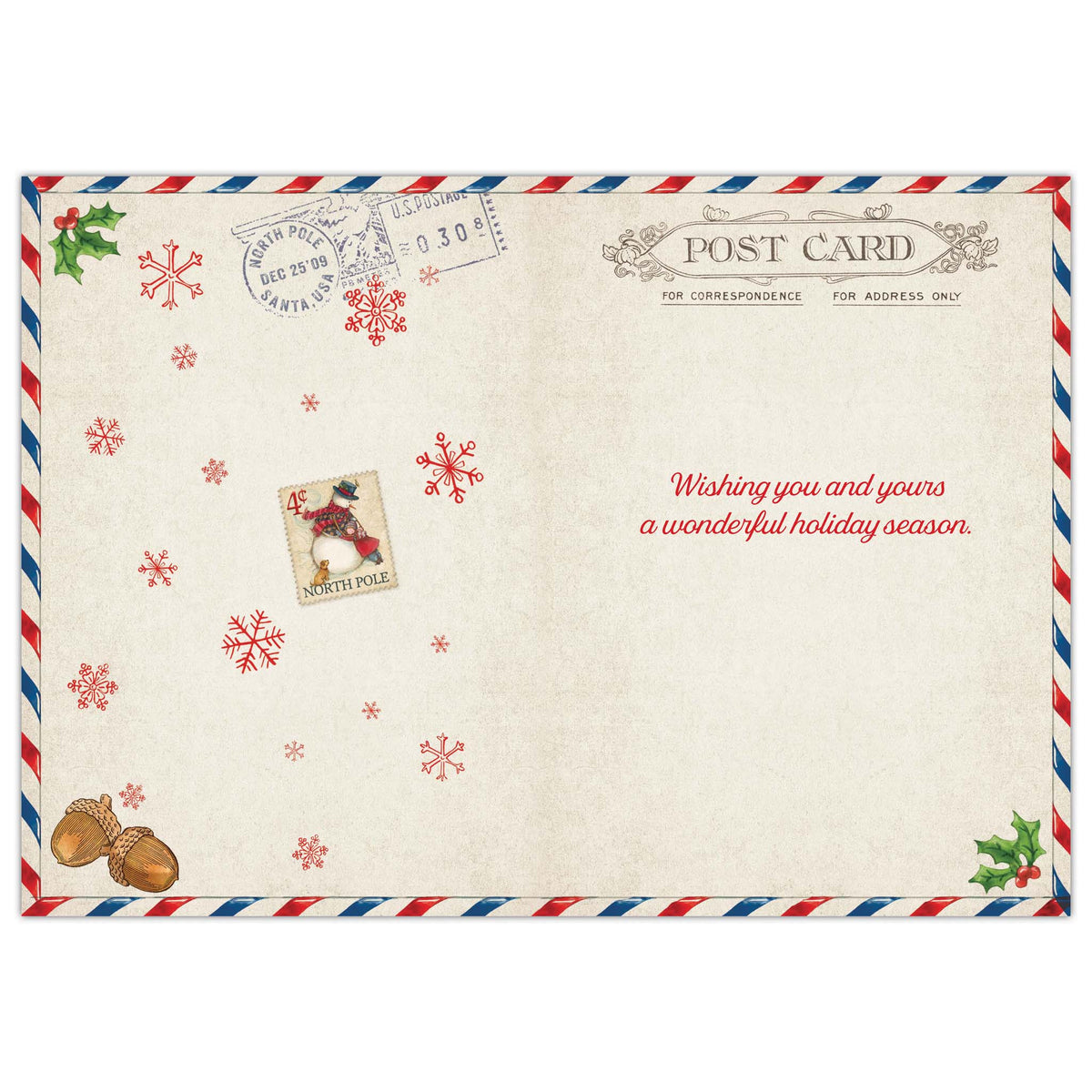 Squirrel Postcard - 16 Boxed Christmas cards with matching envelopes