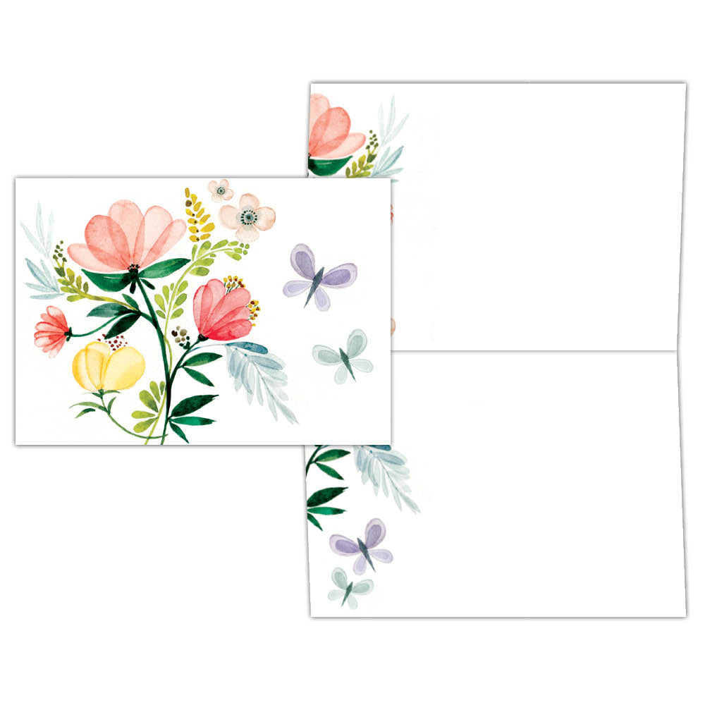Ella Rose Butterfly Floral - Boxed Blank Note Cards -15 Cards & Envelopes