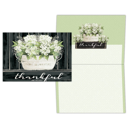 Thankful and Blessed - Boxed Blank Note Cards -15 Cards & Envelopes