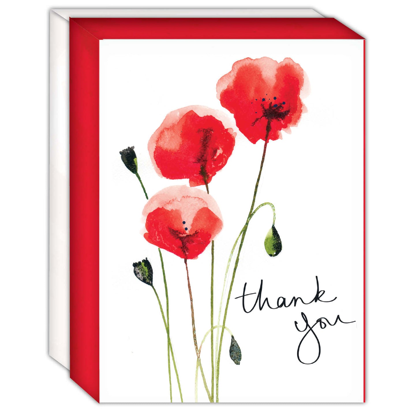 Red Poppy Trio - Boxed Thank You Notecards -15 cards and envelopes