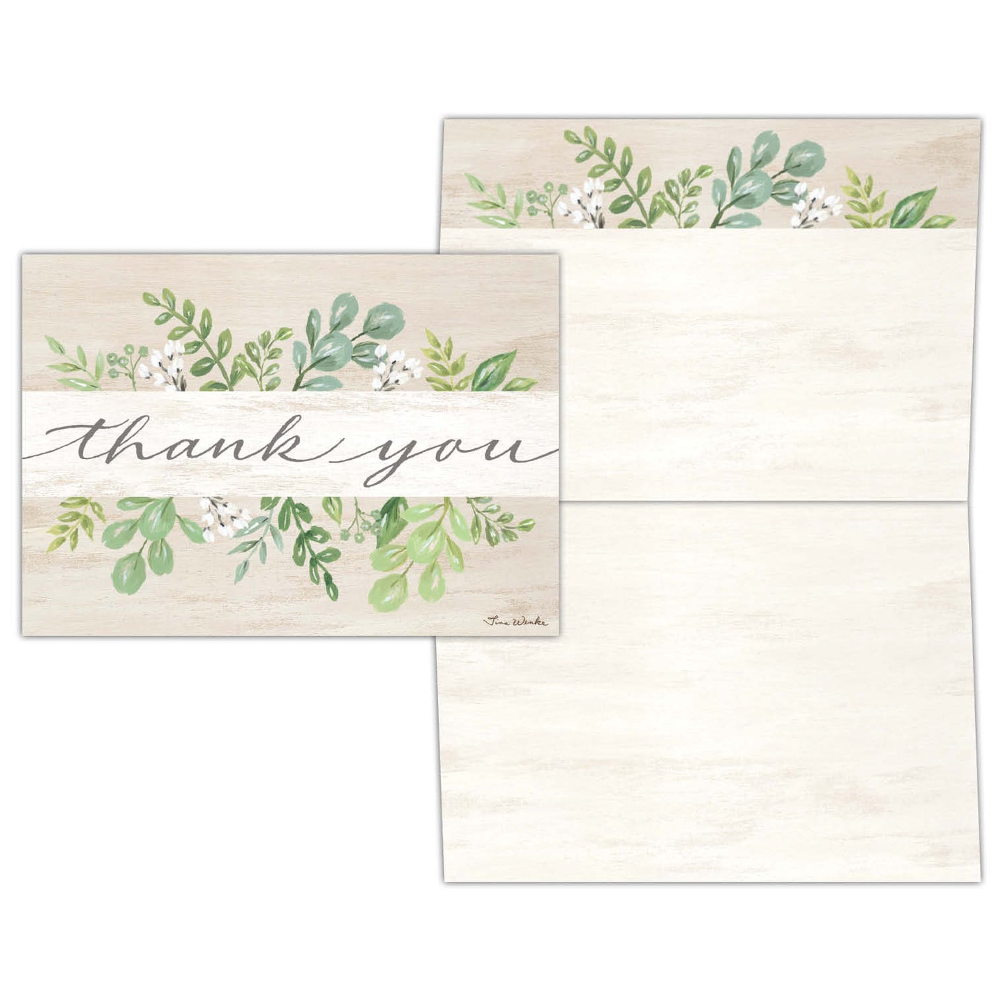 Thank You with Greenery - Boxed Thank You Notecards -15 cards and envelopes