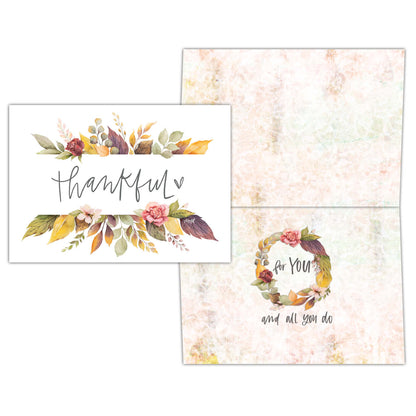 Floral Banners -15 boxed notecards and envelopes