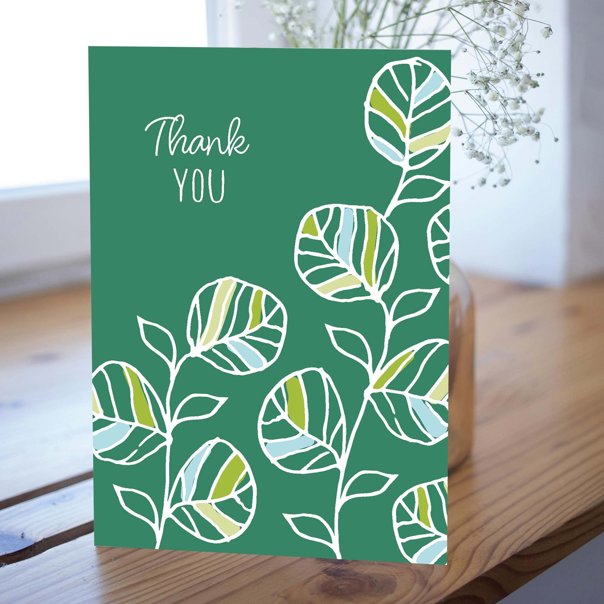 Elegant Leaf Thank You Notecards with Keepsake Box
