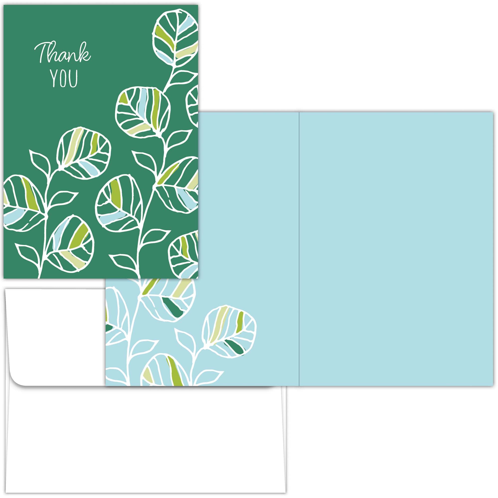 Elegant Leaf Thank You Notecards with Keepsake Box