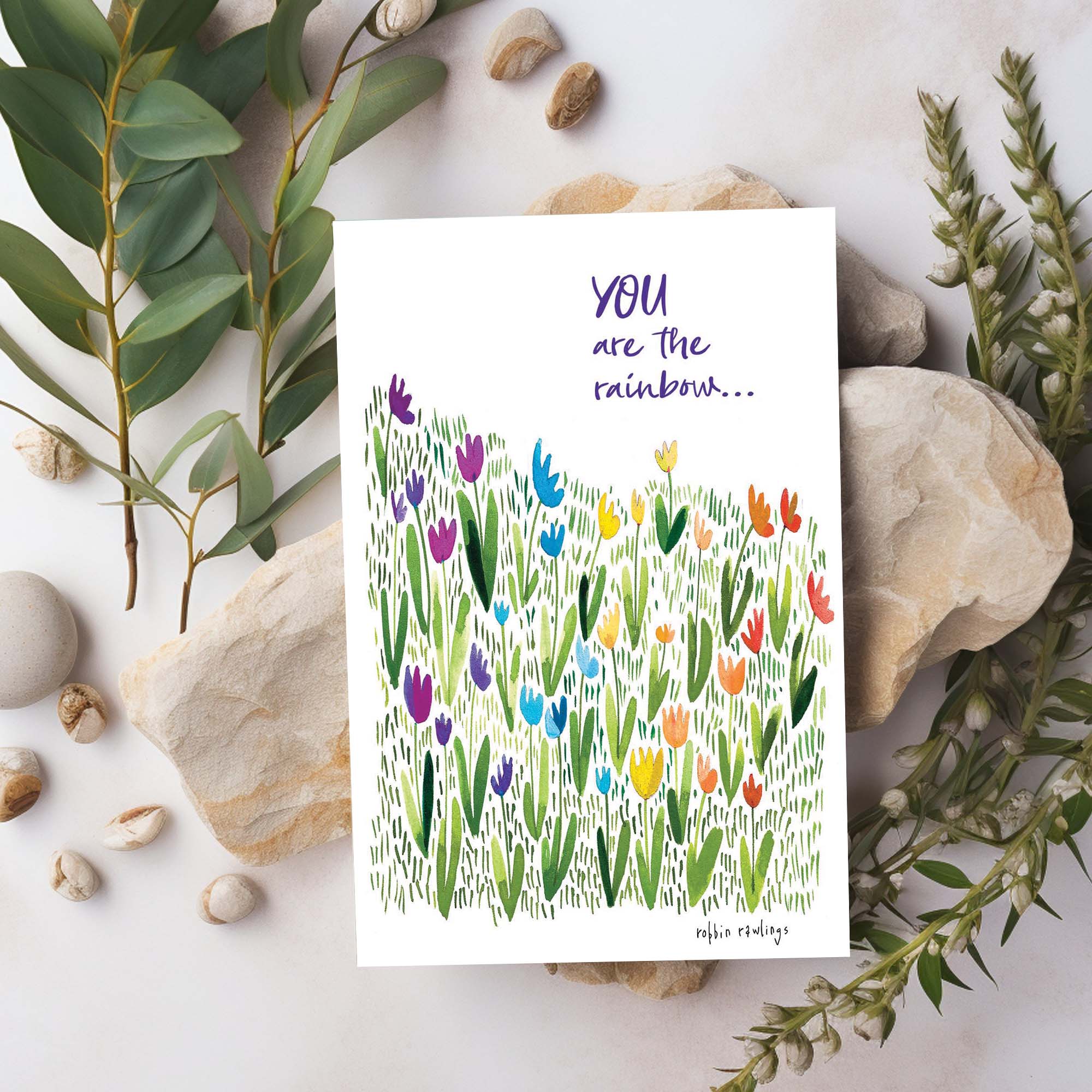 Rainbow Flowers | Encouragement Boxed Notecards – 15 Premium Cards