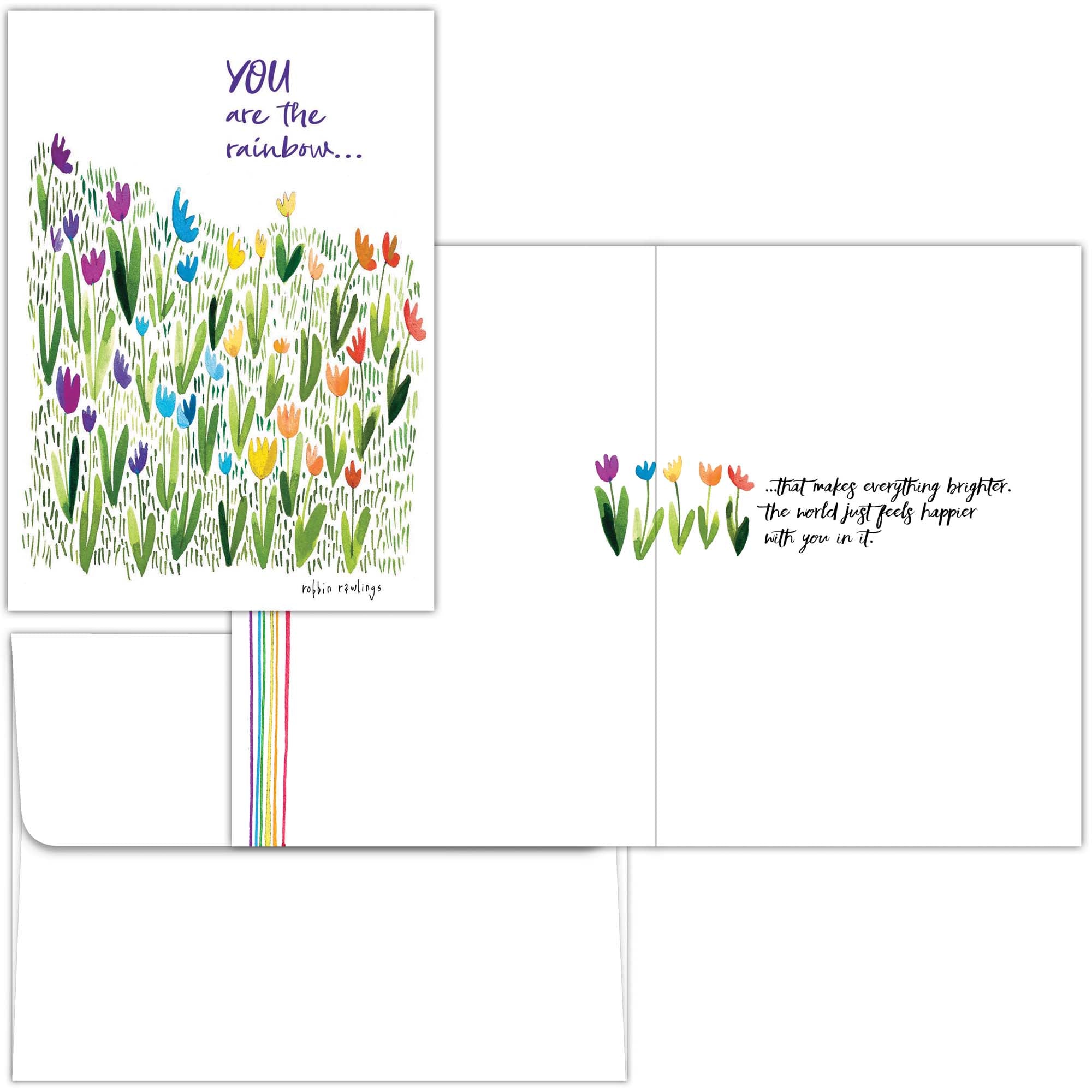 Rainbow Flowers | Encouragement Boxed Notecards – 15 Premium Cards