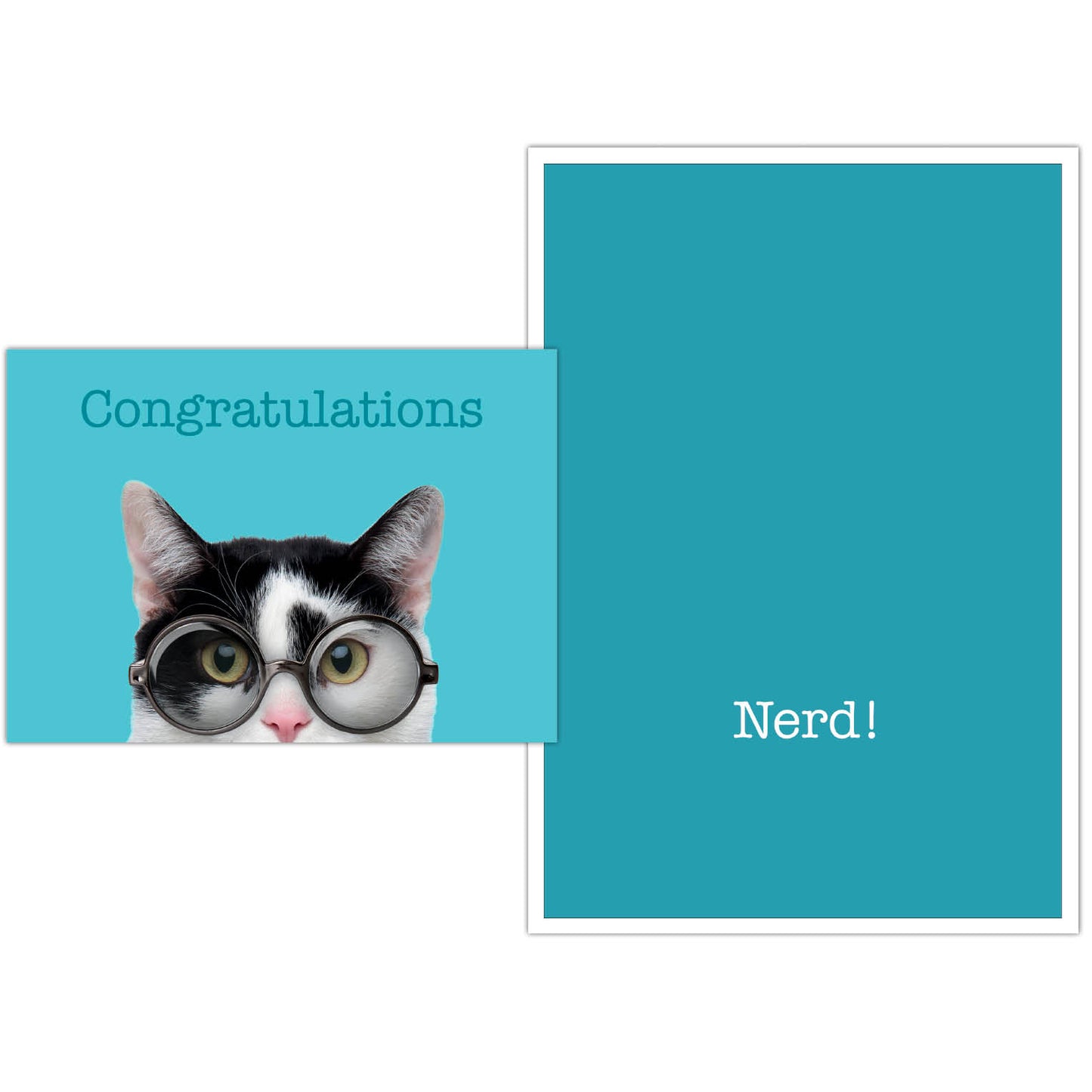 Cat and Glasses Congratulations greeting card