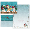 Set of Christmas cards with cartoon animals and festive designs.
