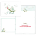 Set of Christmas cards with birds and 'Peace' text on a white background