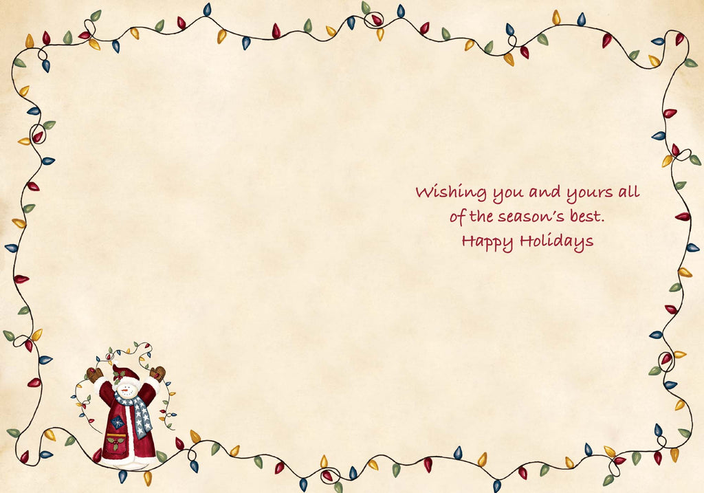 Snowman with String of Lights -30 Boxed Christmas Cards