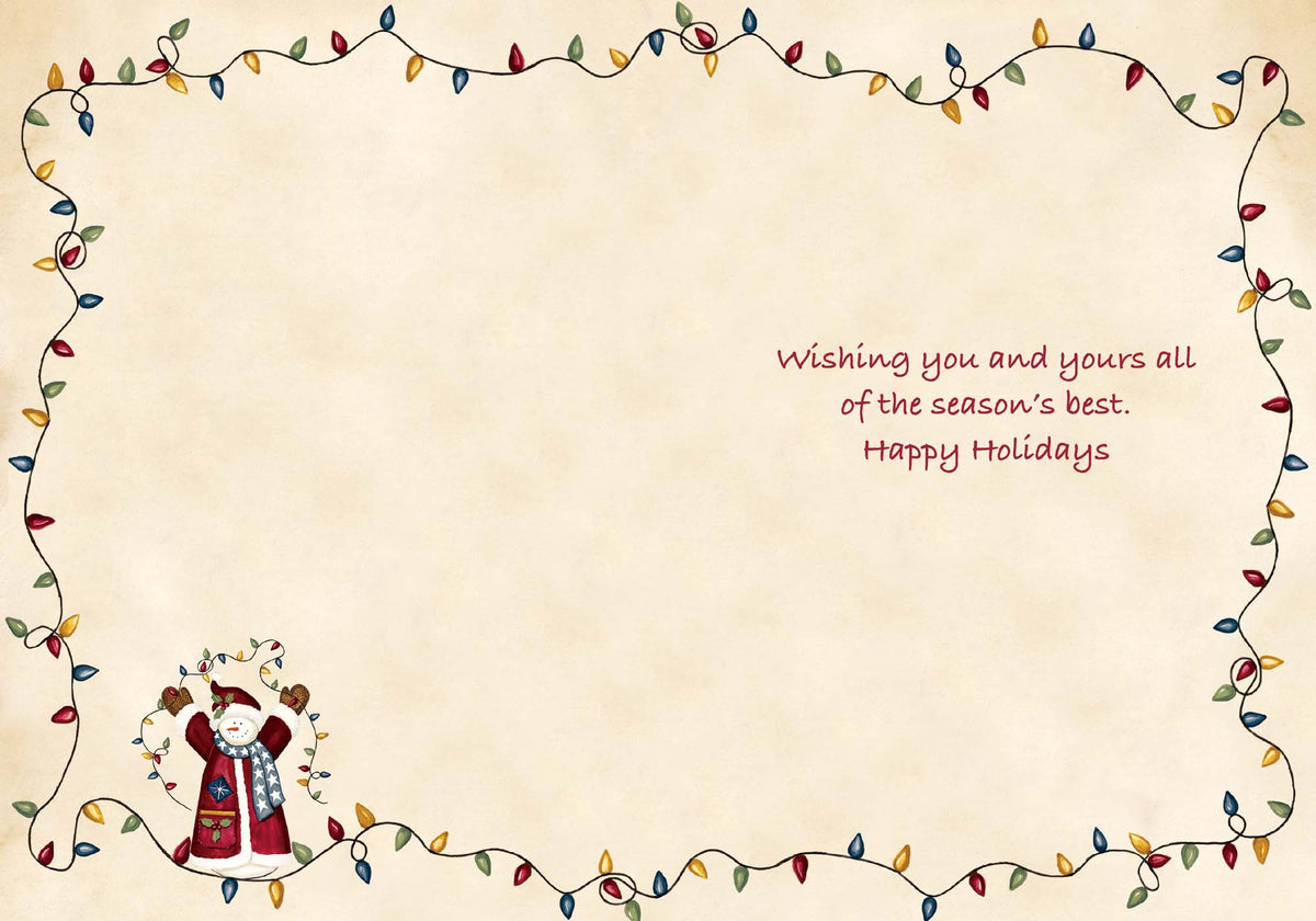 Snowman with String of Lights -30 Boxed Christmas Cards