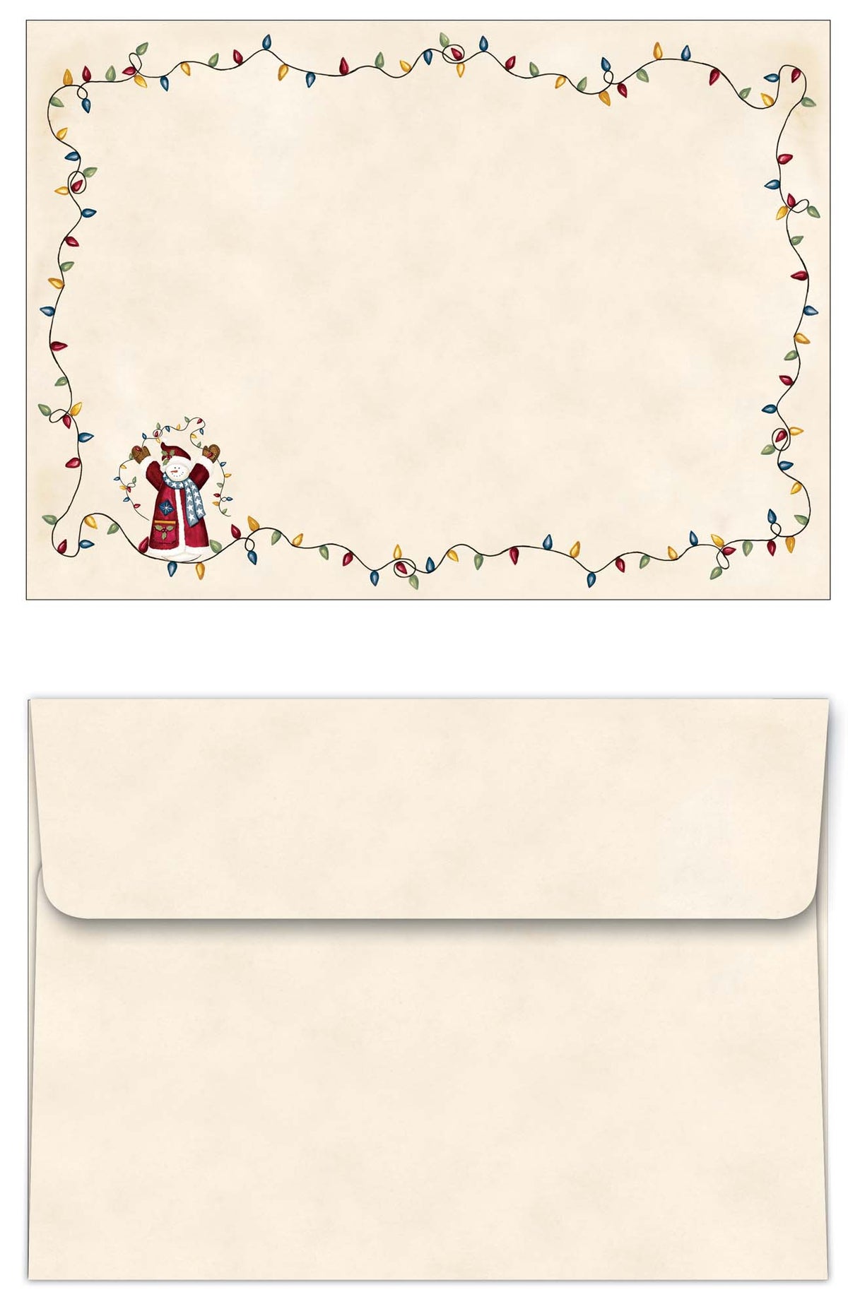 Snowman with String of Lights -30 Boxed Christmas Cards