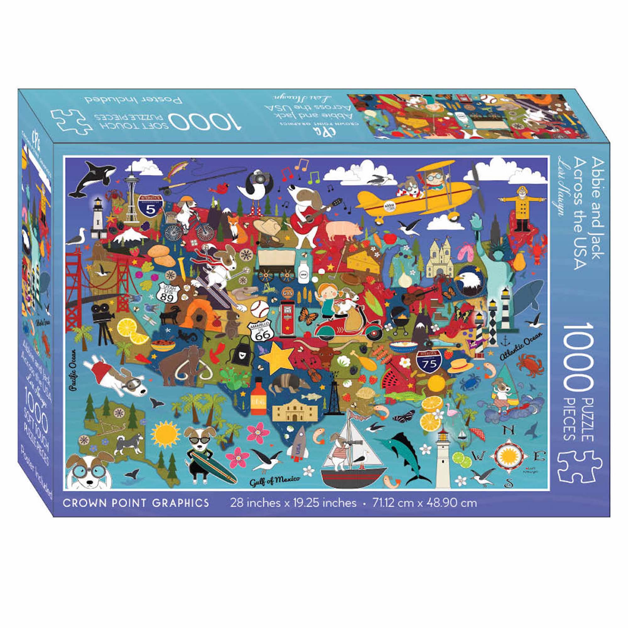 Abbie and Jack Across the USA - 1000 Piece Jigsaw Puzzle - Packaging