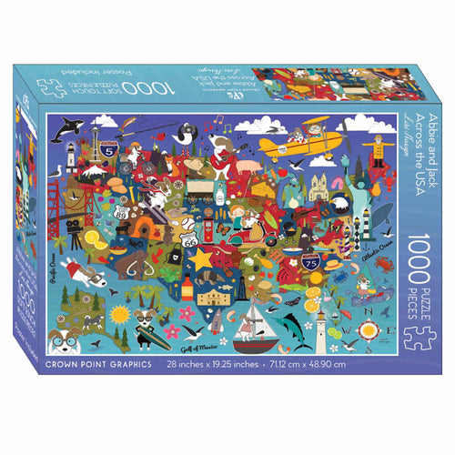 Abbie and Jack Across the USA - 1000 Piece Jigsaw Puzzle - Packaging