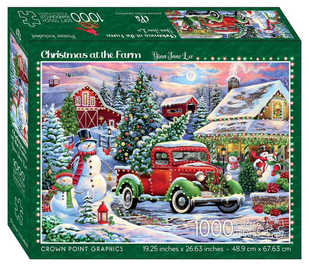 Christmas at the Farm - 1000 piece jigsaw puzzle with poster
