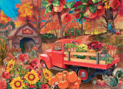 Autumn Market Truck - 1000 piece jigsaw puzzle with poster