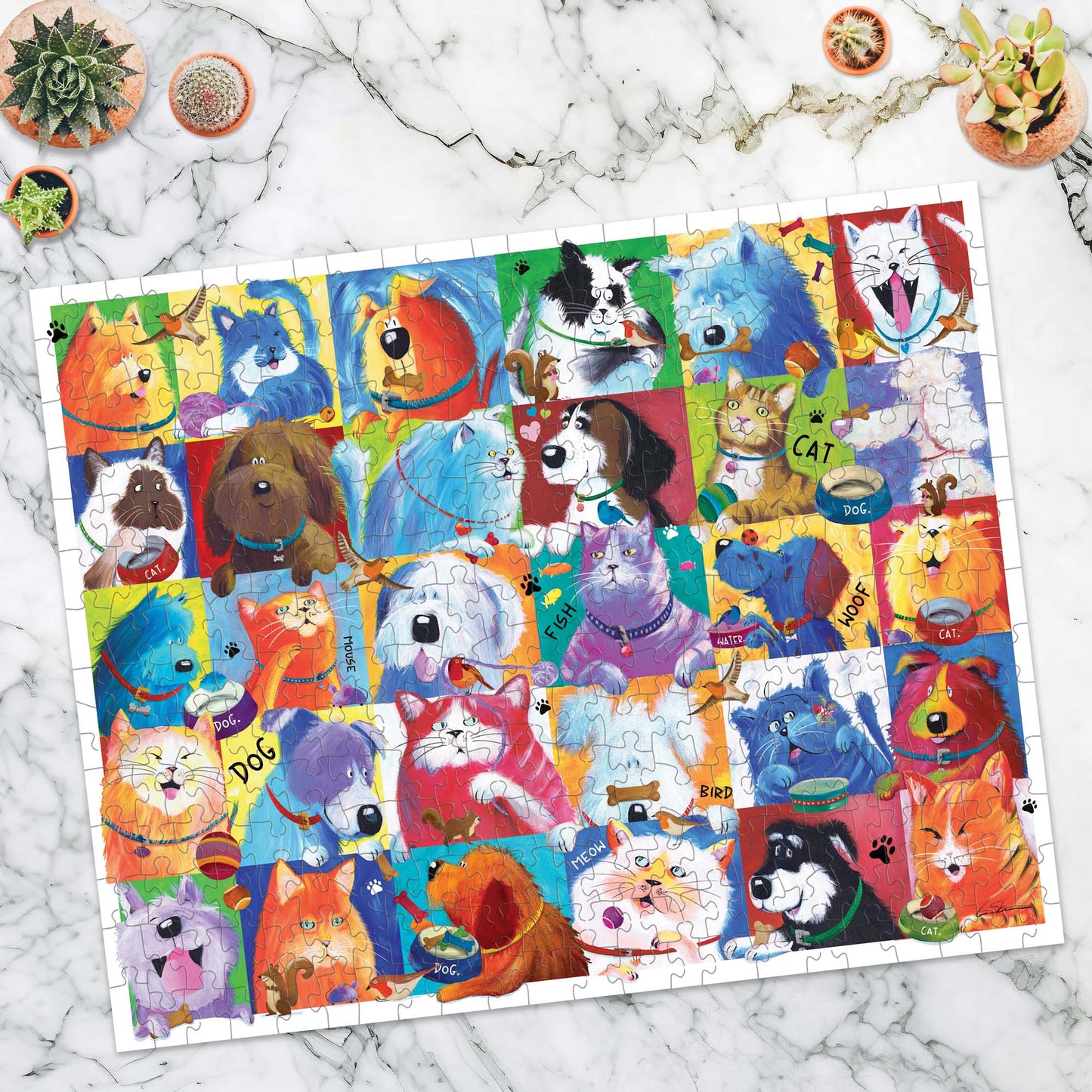 Cat Dog Convention 300 Piece Puzzle – Soft Touch, Large Pieces & Poster