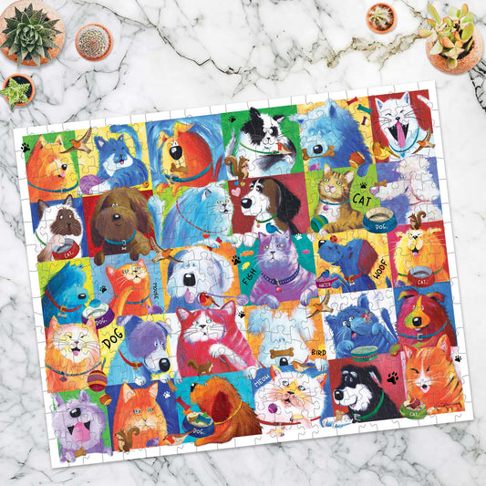 Cat Dog Convention 300 Piece Puzzle – Soft Touch, Large Pieces & Poster