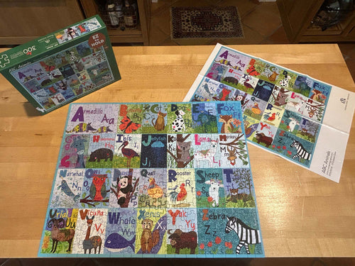 ABC Animals - 300 piece jigsaw puzzle with poster - displays of both jigsaw and puzzle
