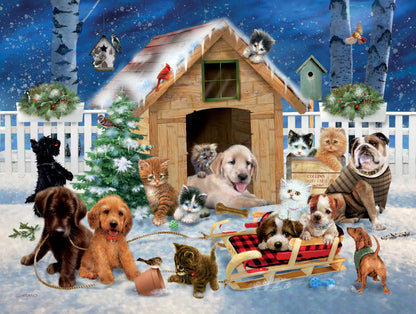 Winter Pets  - 500 piece jigsaw puzzle with poster