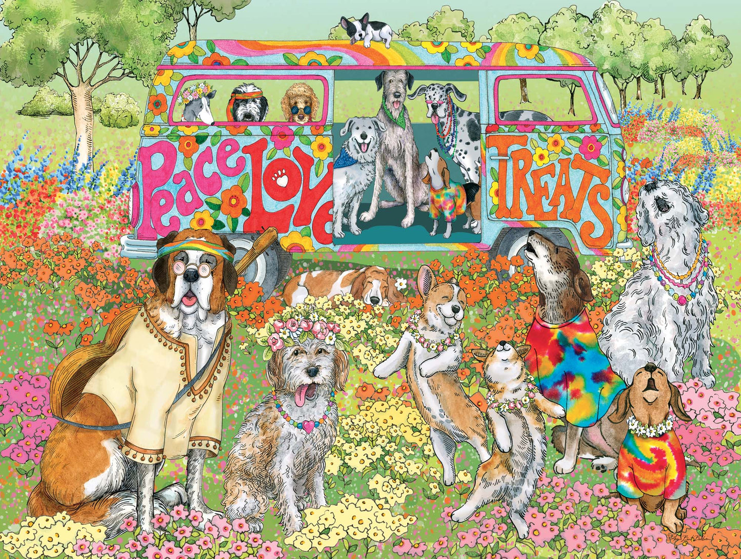 Peace Love Treats - 500 piece jigsaw puzzle with poster