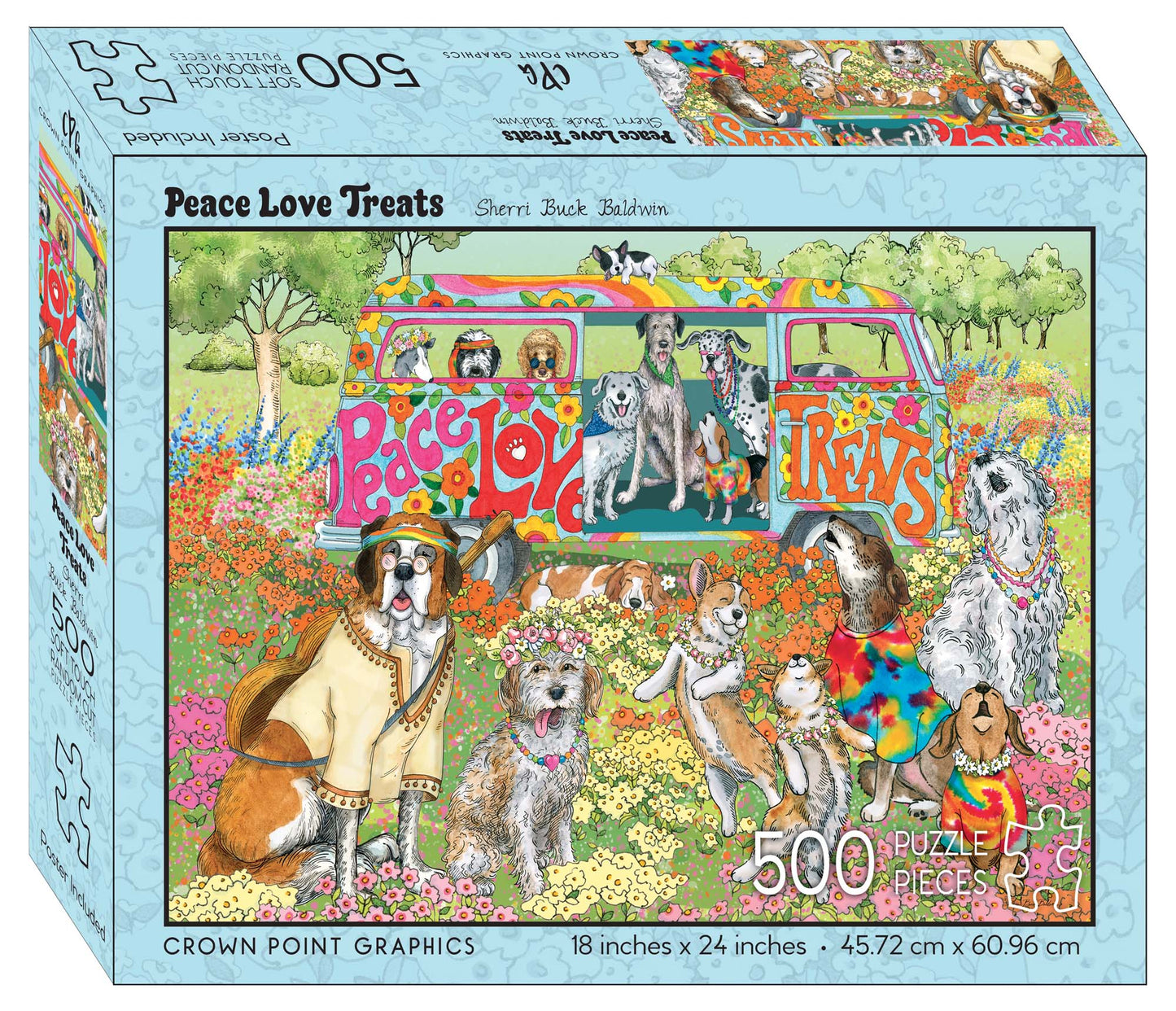 Peace Love Treats - 500 piece jigsaw puzzle with poster