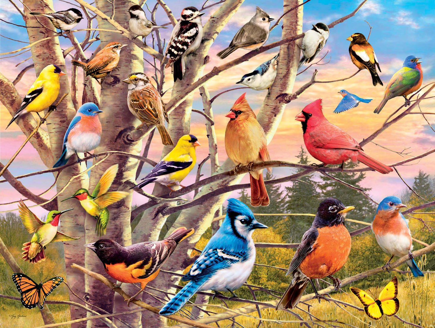 Birds and Tree  - 500 piece jigsaw puzzle with poster