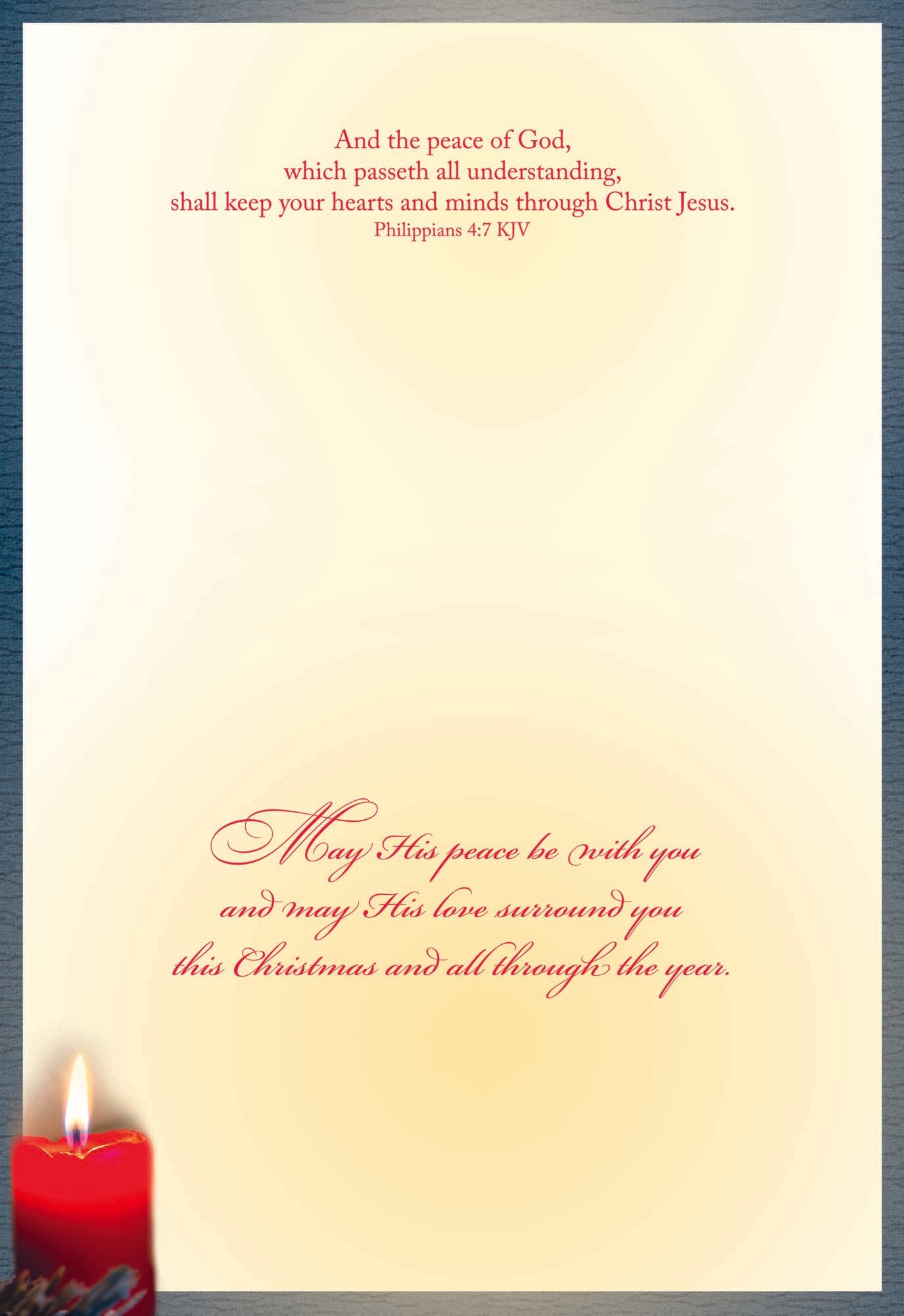 May His peace be with you and may His love surround you this Christmas and all through the year.