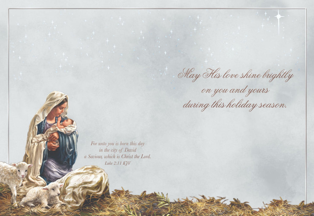 May His love shine brightly on you and yours during this holiday season card