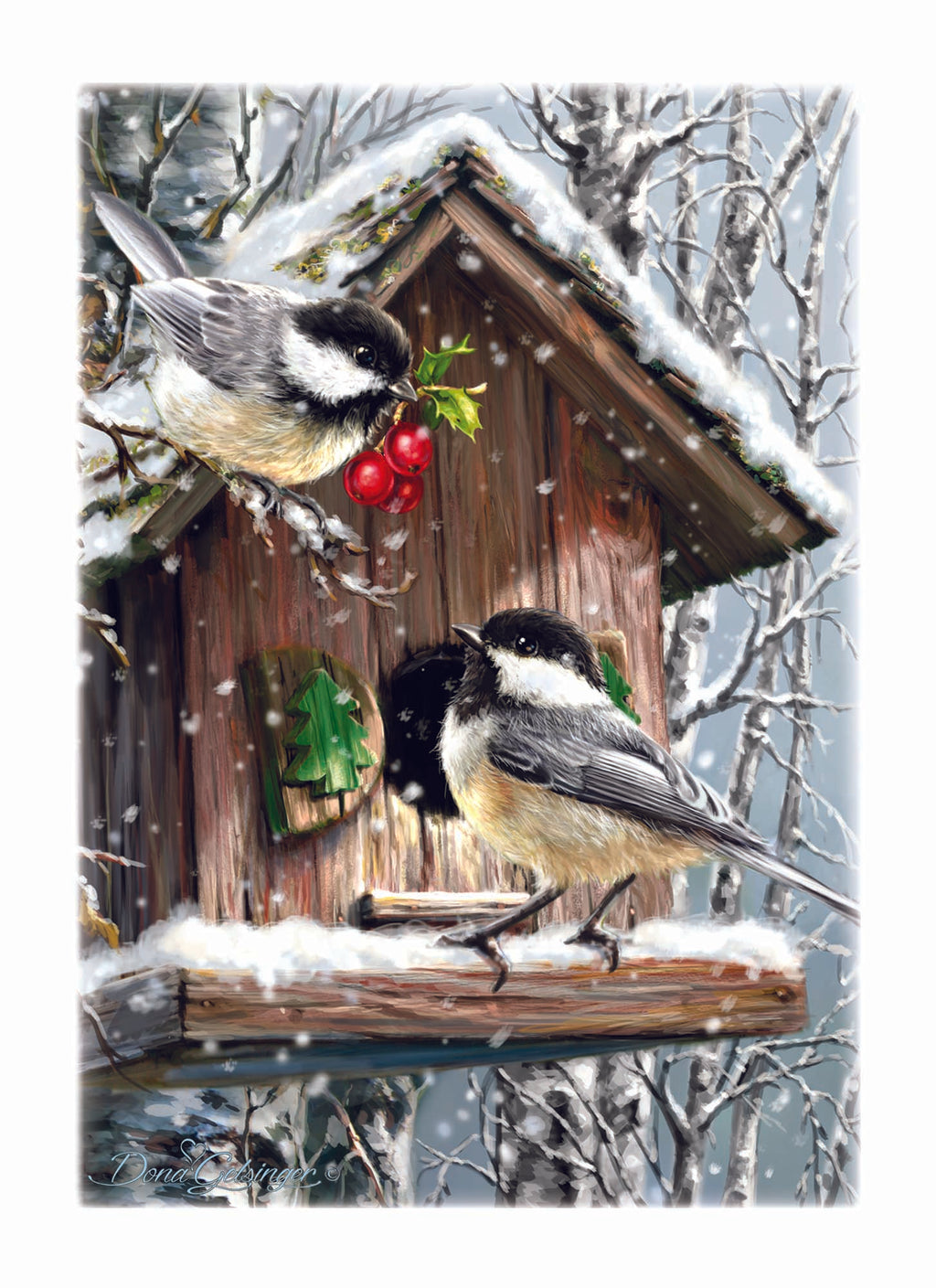 Two birds on a bird House