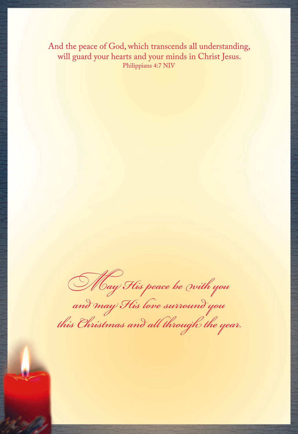 May His peace be with you and may His love surround you this Christmas and all through the year.