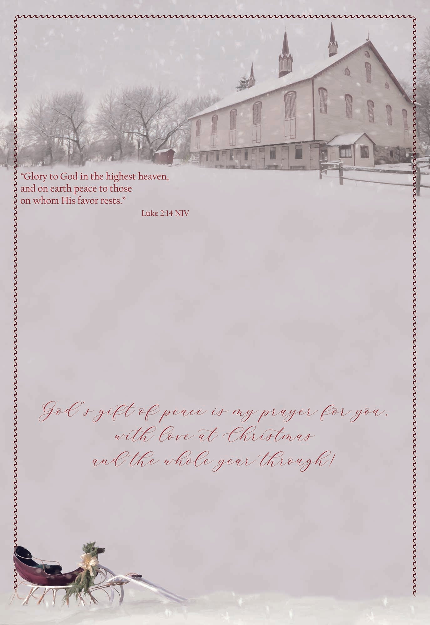 God's gift of peace is my prayer for you, with love at Christmas and the whole year through!