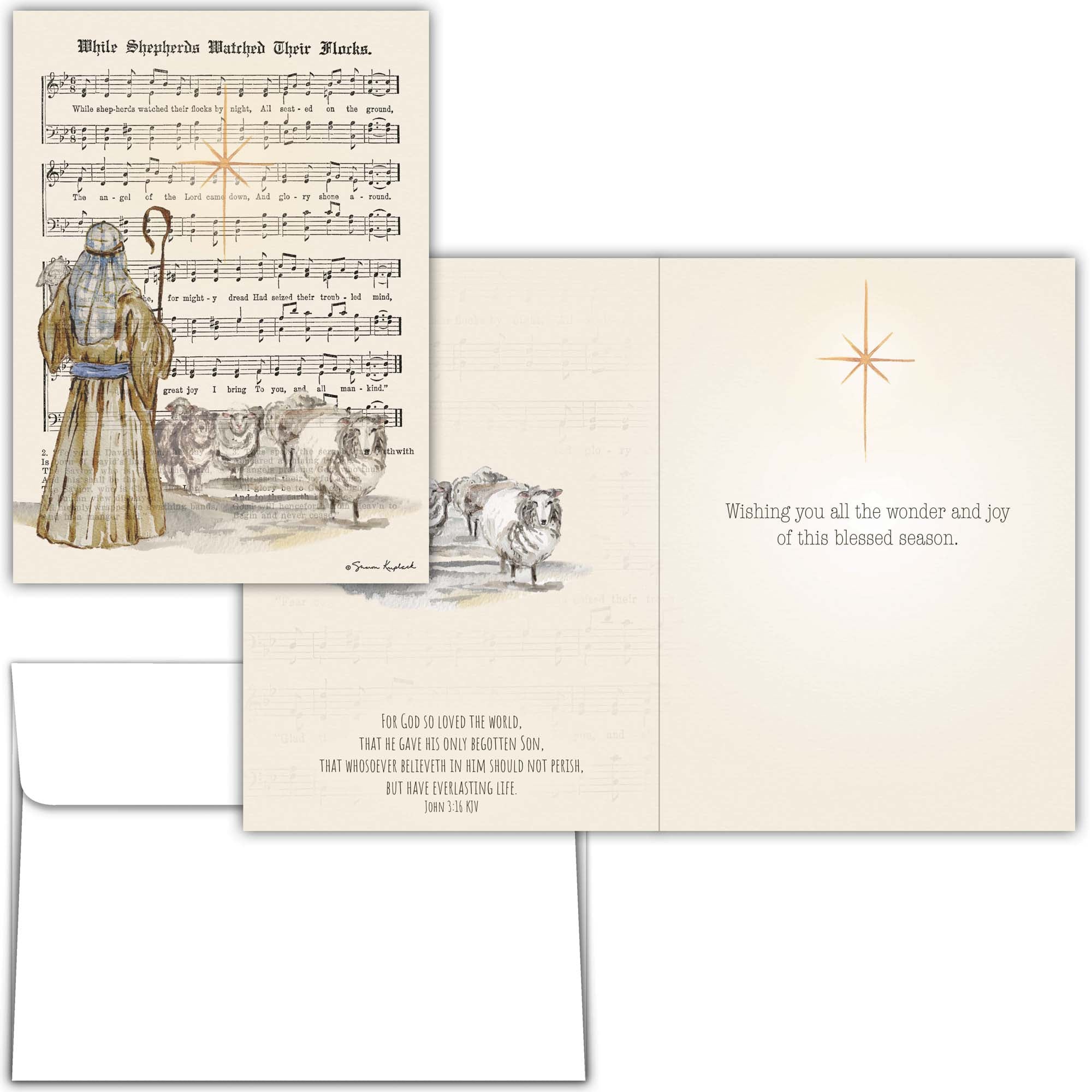 Holy Night Wonders | Religious Christmas Cards by Shared Blessings - 12 Assorted Cards with KJV Scripture