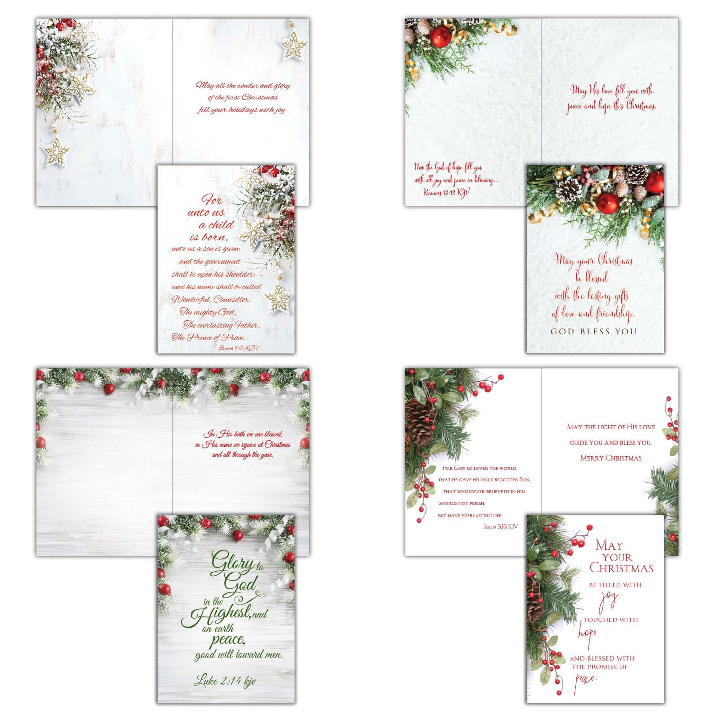 Religious Christmas Cards by Shared Blessings - Garland Christmas - 12 Assorted Cards with KJV Scripture