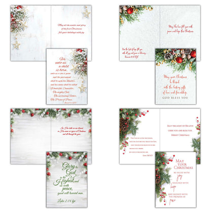 Religious Christmas Cards by Shared Blessings - Garland Christmas - 12 Assorted Cards with KJV Scripture