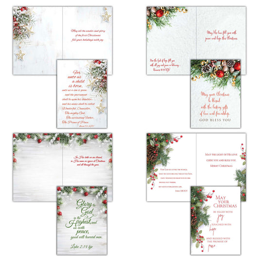Religious Christmas Cards by Shared Blessings - Garland Christmas - 12 Assorted Cards with KJV Scripture