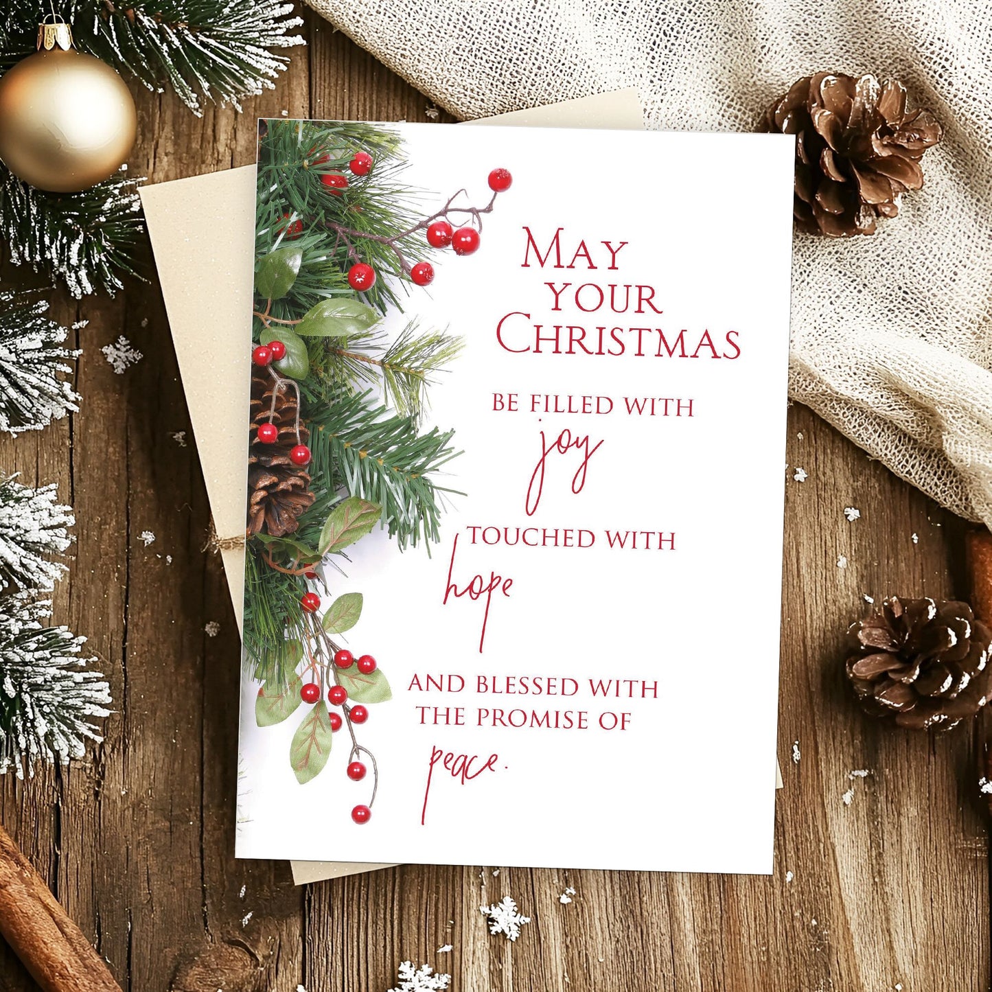 Religious Christmas Cards by Shared Blessings - Garland Christmas - 12 Assorted Cards with KJV Scripture