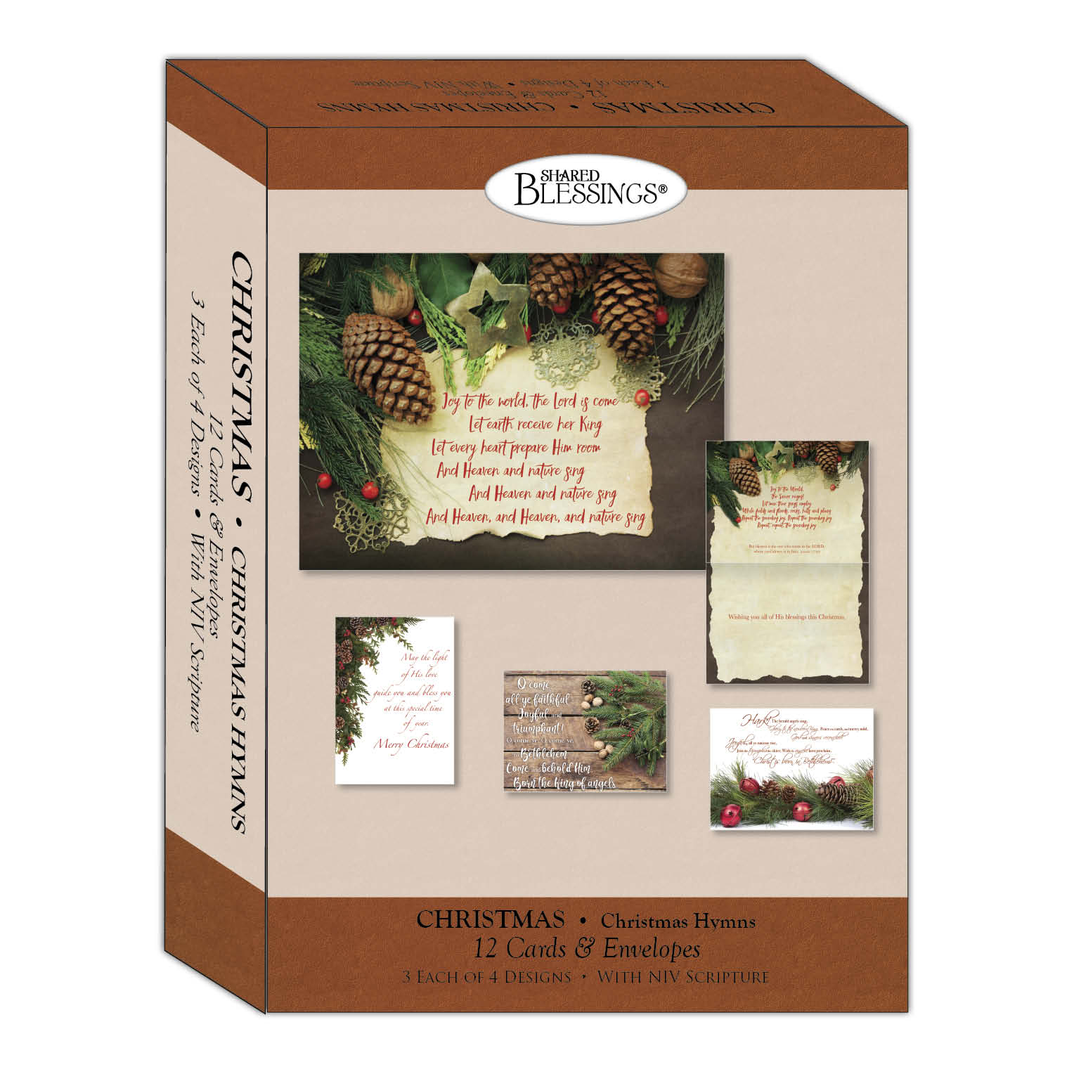 Boxed Christmas Card Assortment - Christmas Hymns, 12 NIV Cards and Envelopes
