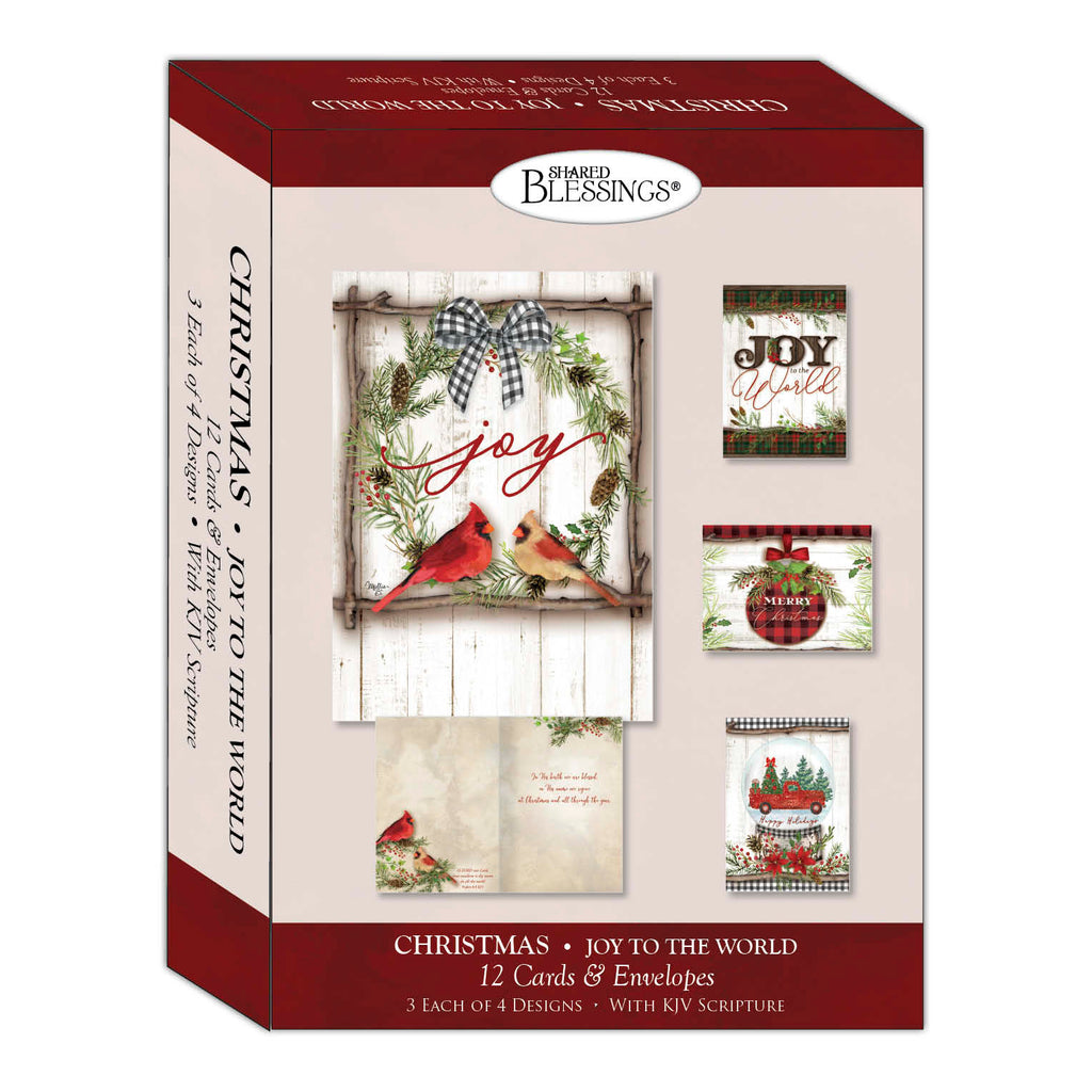 Christian Christmas Cards by Shared Blessings - Joy to the World, 12 Assorted Christmas Cards