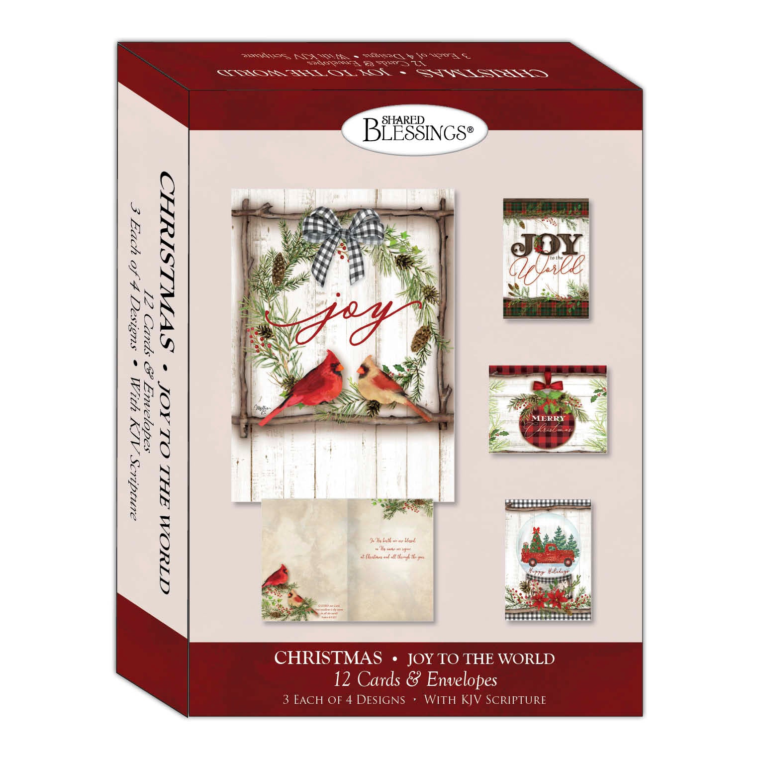 Christian Christmas Cards by Shared Blessings - Joy to the World, 12 Assorted Christmas Cards