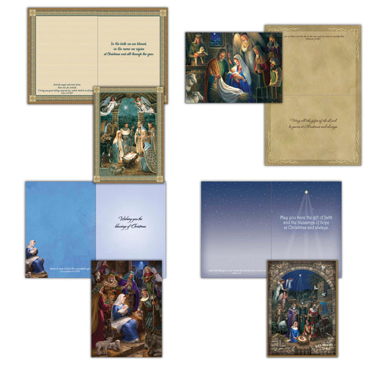 Religious Christmas Cards by Shared Blessings - Nativity - 12 Assorted Cards with KJV Scripture