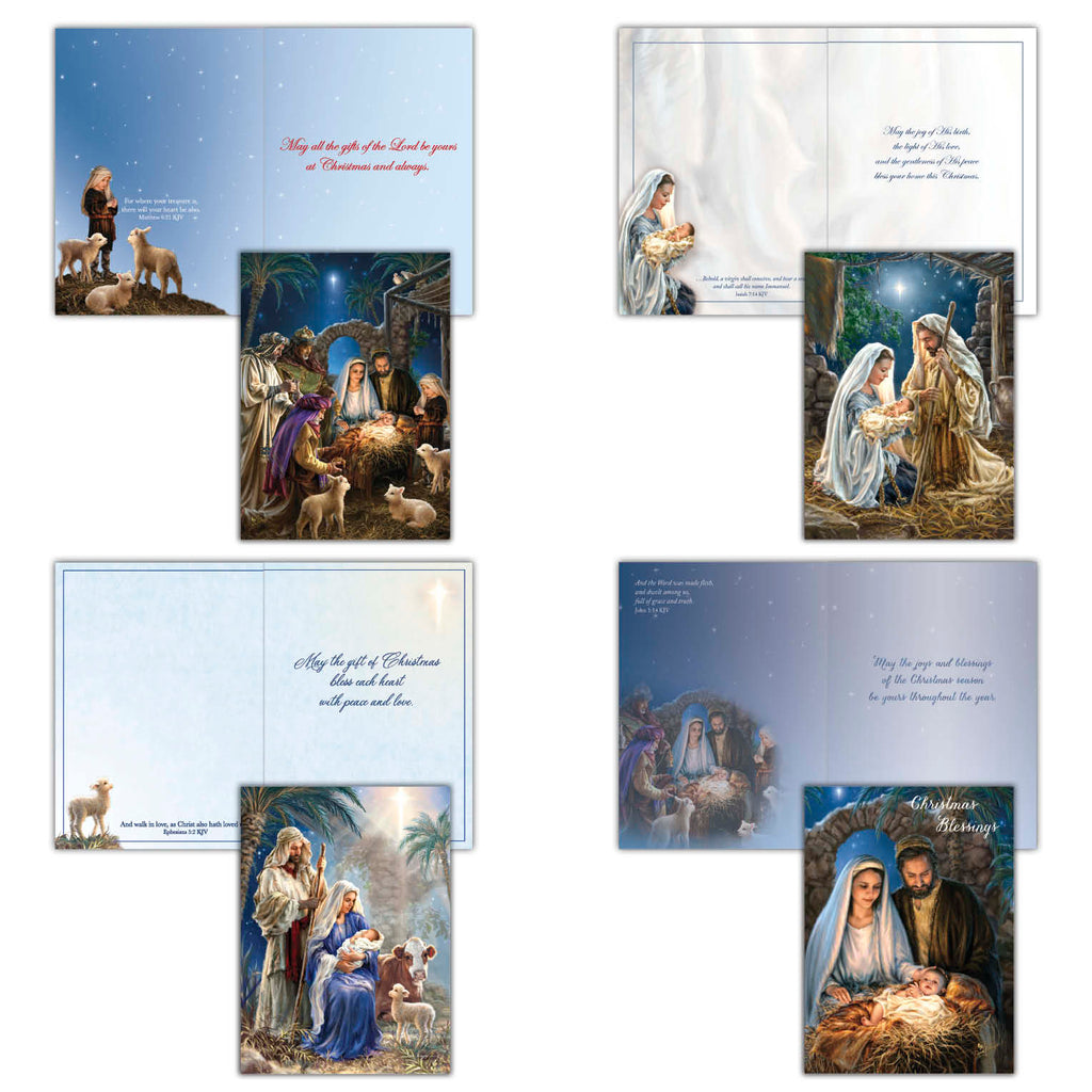 Religious Christmas Cards by Shared Blessings - Holy Family - 12 Assorted Cards with KJV Scripture