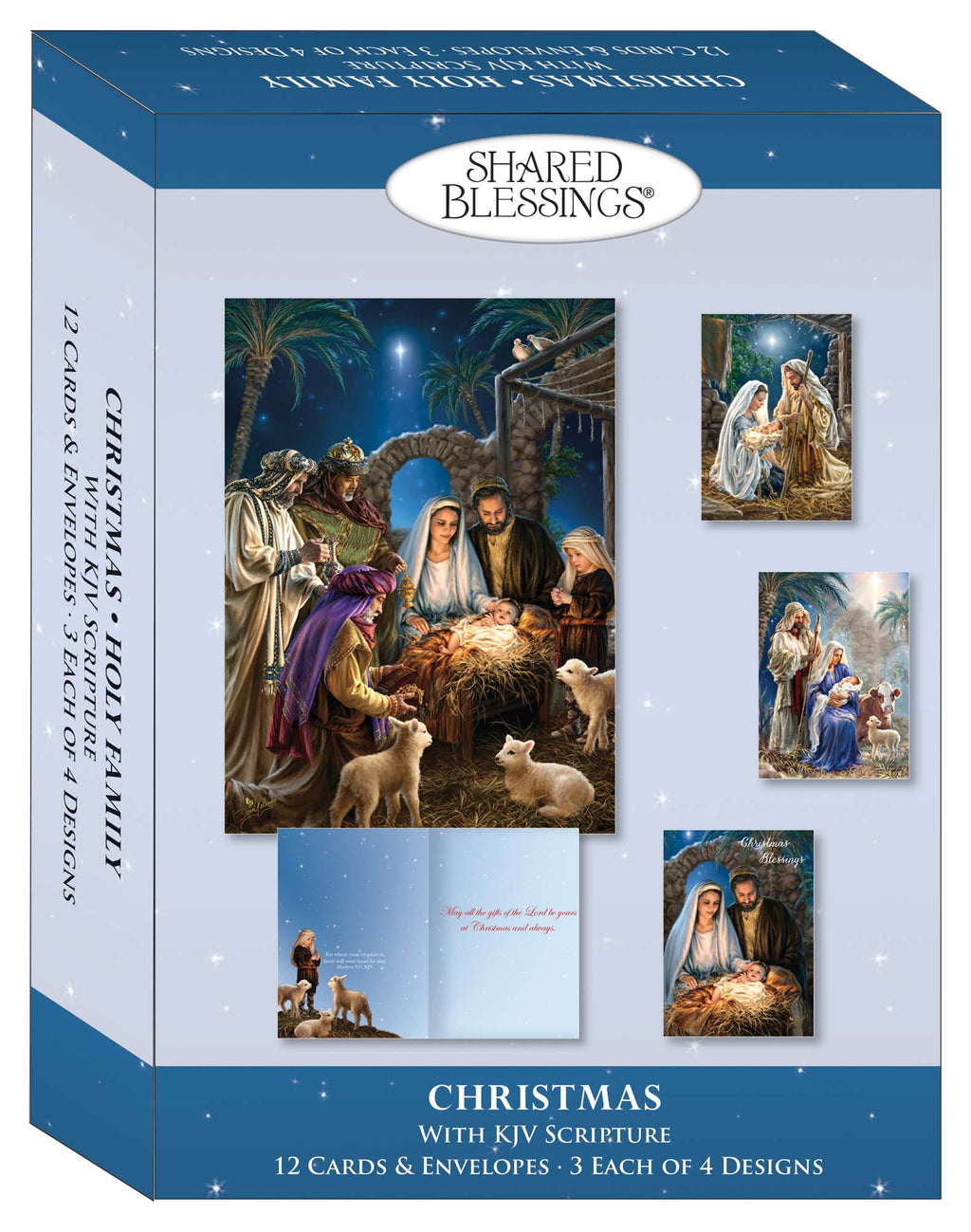 Religious Christmas Cards by Shared Blessings - Holy Family - 12 Assorted Cards with KJV Scripture