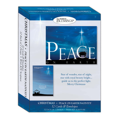 Boxed Christmas Cards -Peace on Earth Nativity, KJV 12 Cards and Envelopes