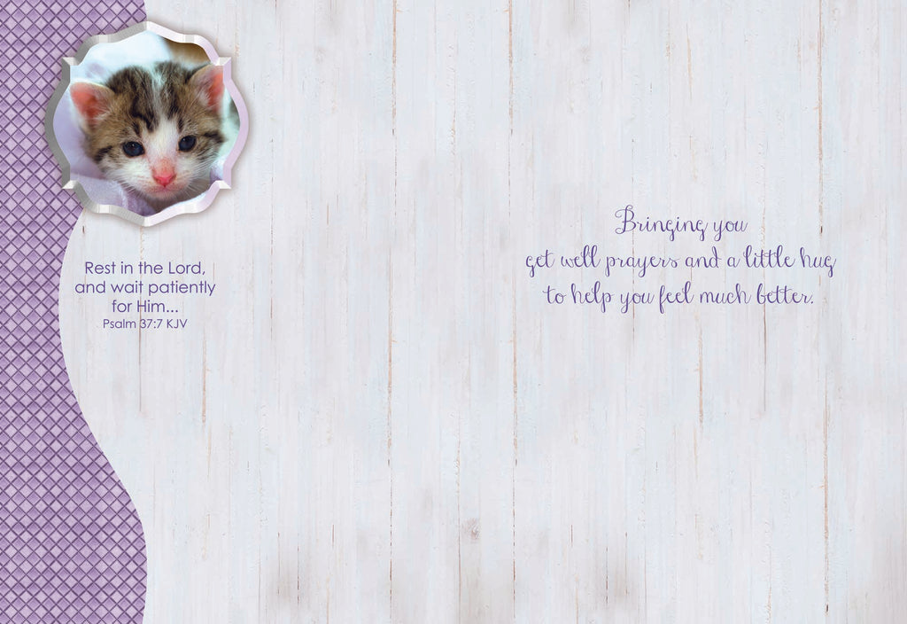 Card 4 Inside Message - Bringing you get well prayers and a little hug to help you feel much better.